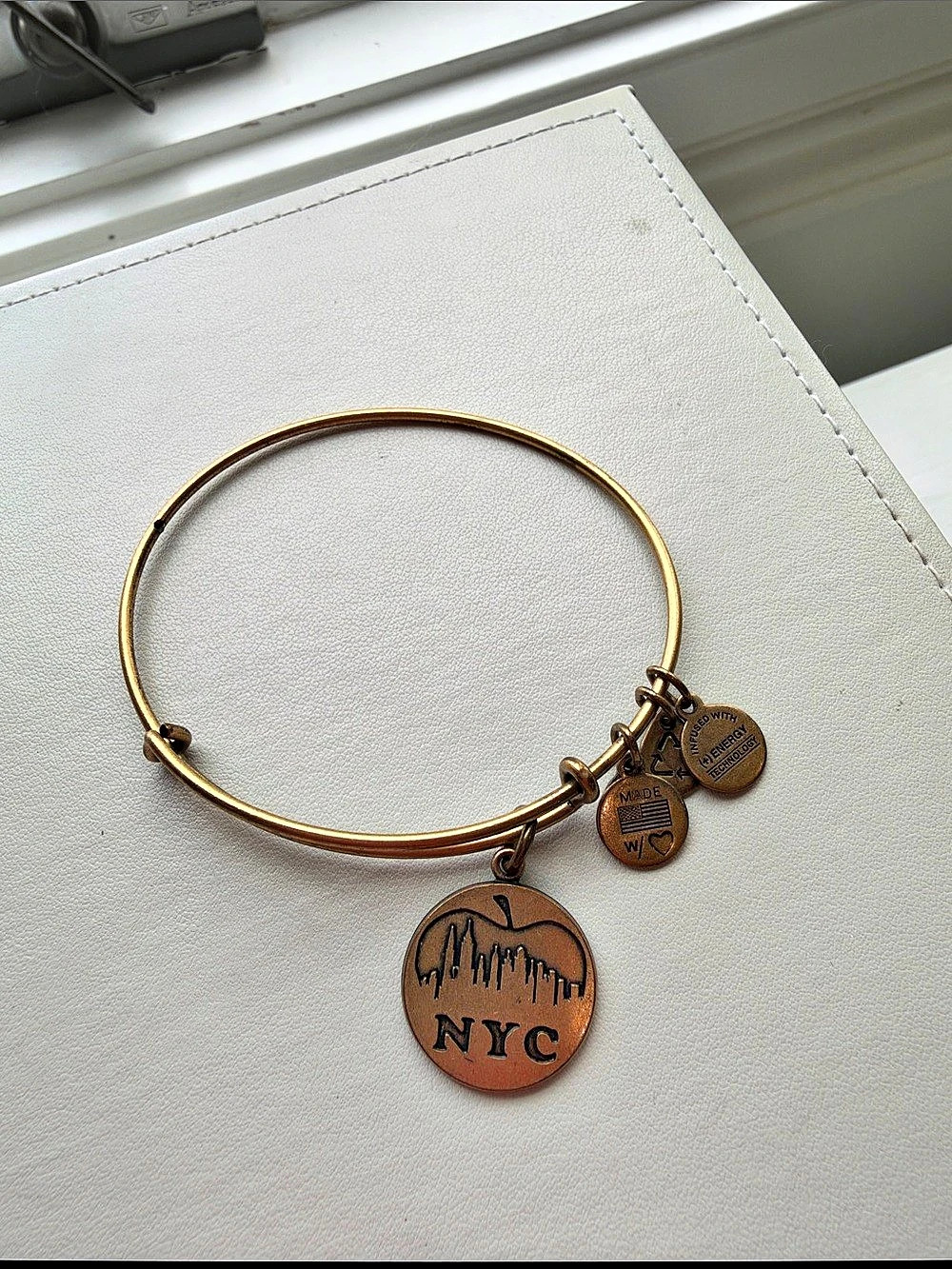 Alex and Ani New York City Charm Bangle in Brown & Gold